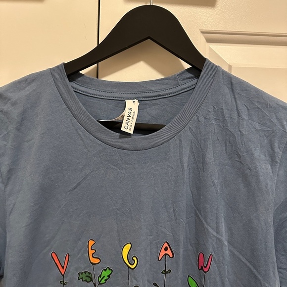 Gildan Vegan Vegetables Blue Cotton Short sleeve T-shirt Size Small - Picture 3 of 8